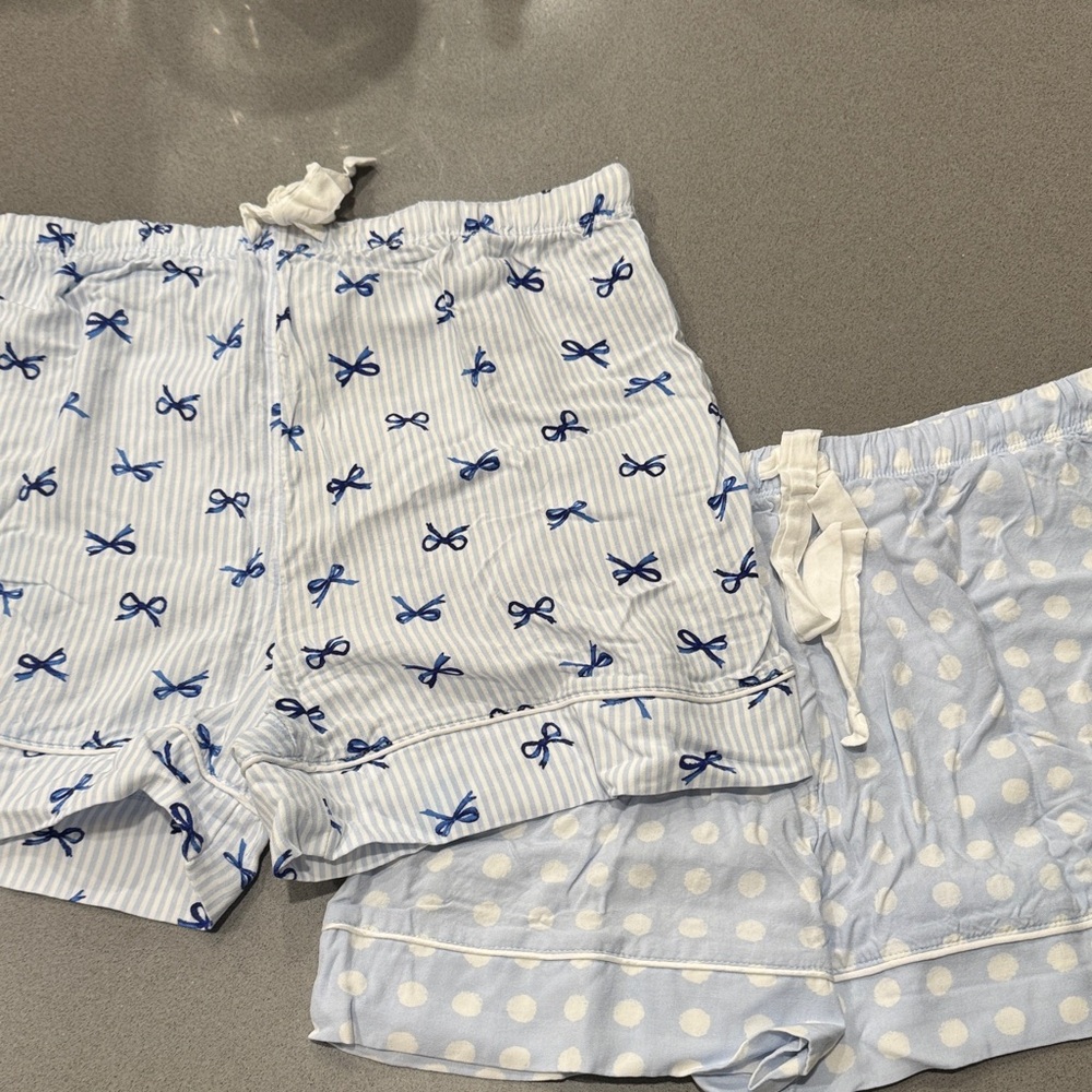 Blue and White Pajamas Patterned Women's Shorts